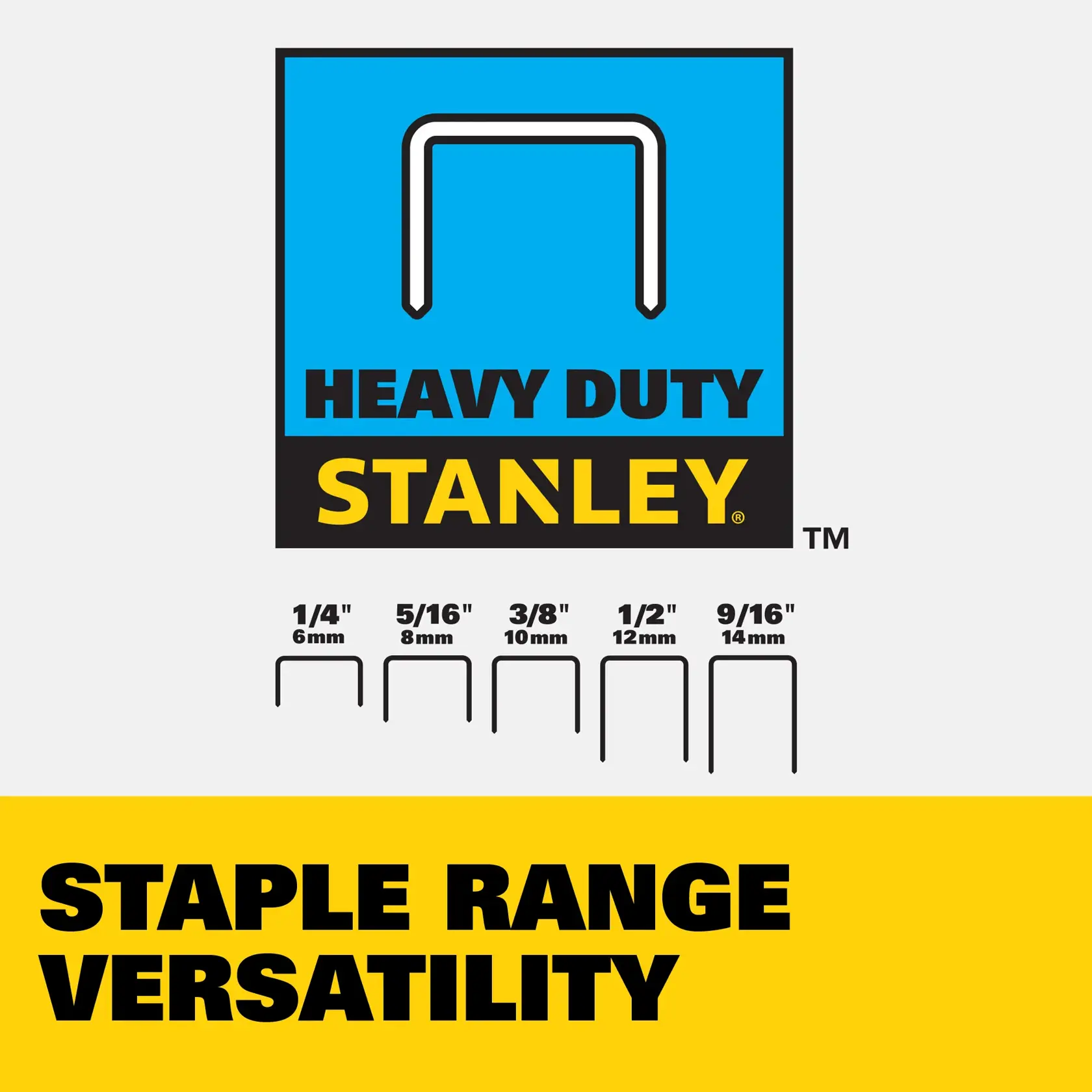 A chrome-plated steel STANLEY TR110 heavy duty staple gun is shown in the image. It has labeled features: weighs 1.72 lbs, chrome-plated steel construction, a bottom load channel for staples, and a handle lock for safety.