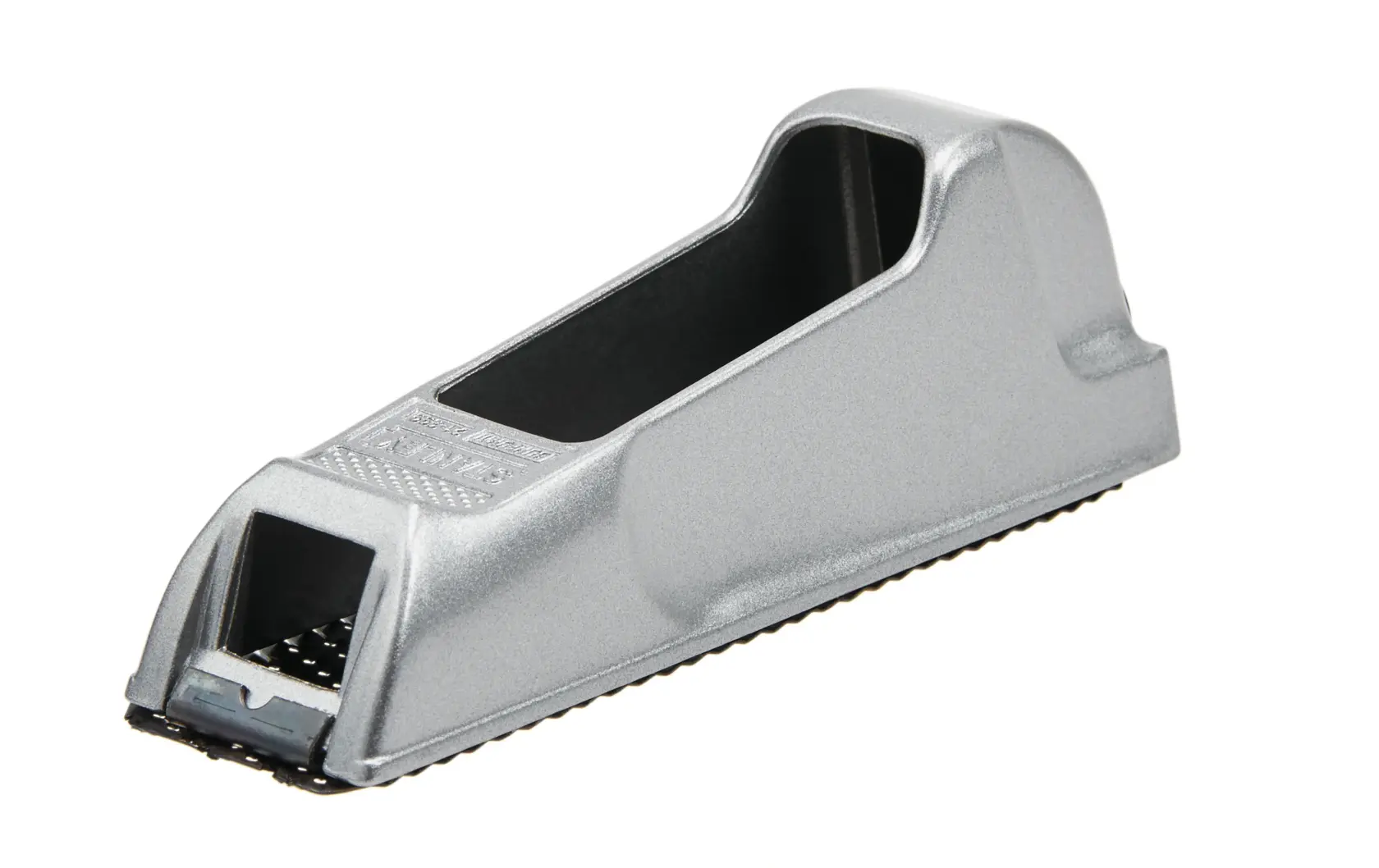 Photo of STANLEY 21-399 silver hand planer tool, angled view on white background.