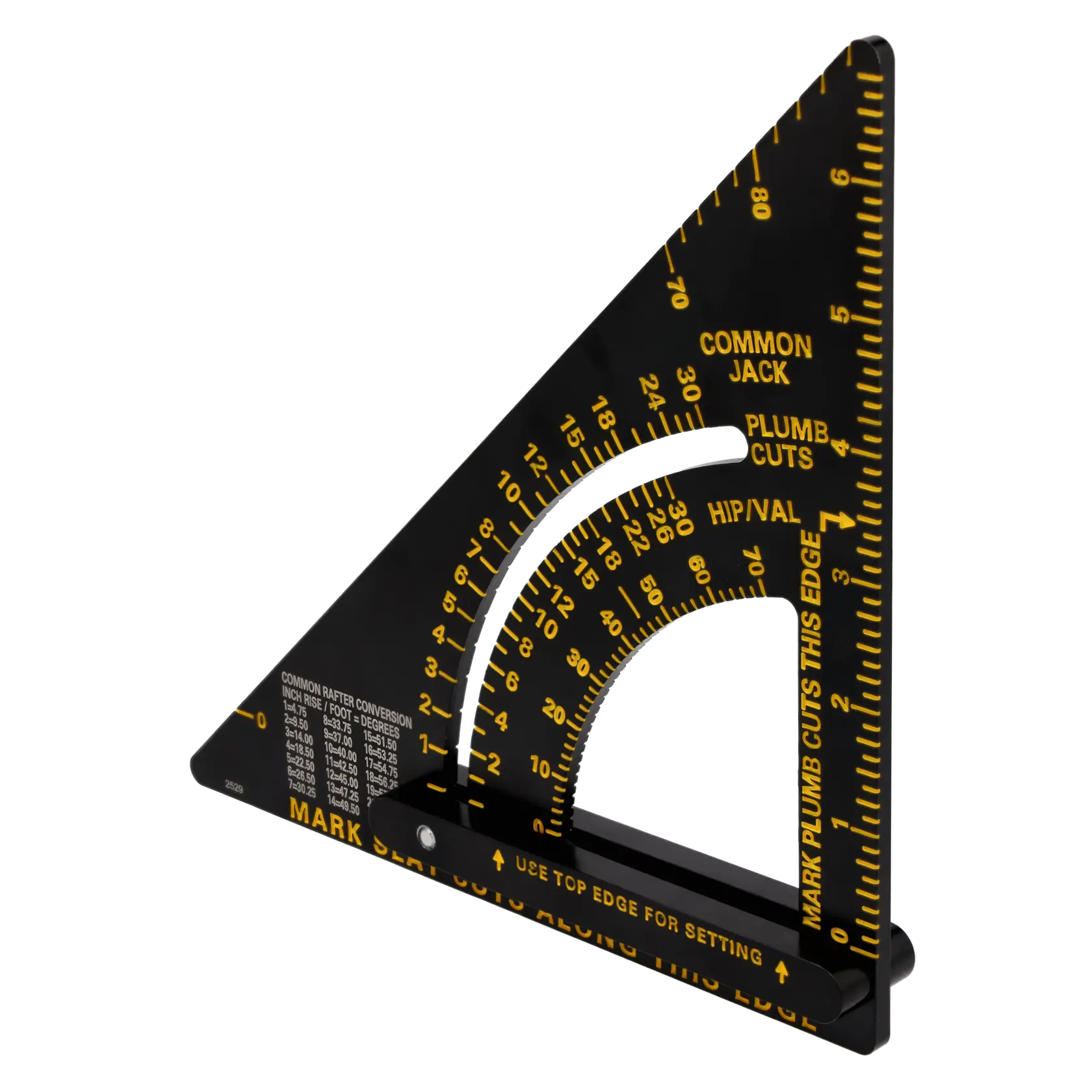 STANLEY 46-053 black and yellow photography of a layout square tool angled on a white background.
