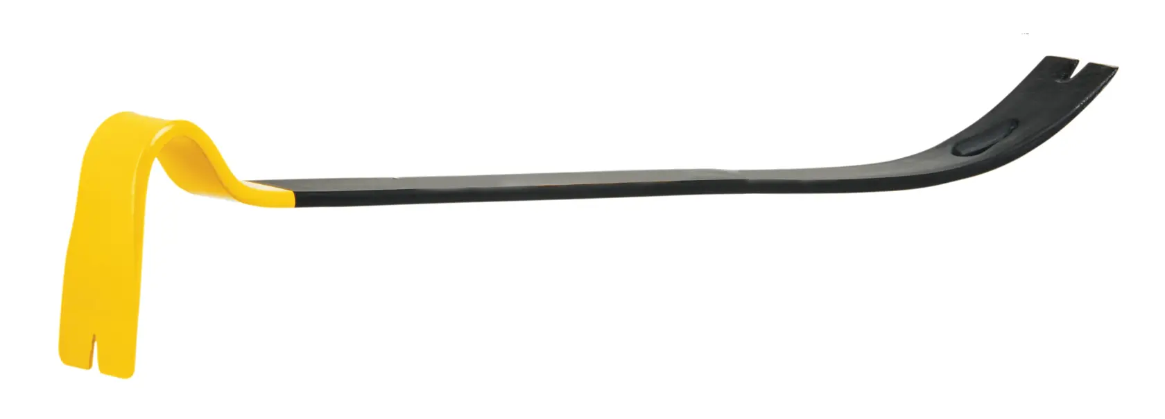 STANLEY 55-526 pry bar with yellow and black finish, photography of side view on white background