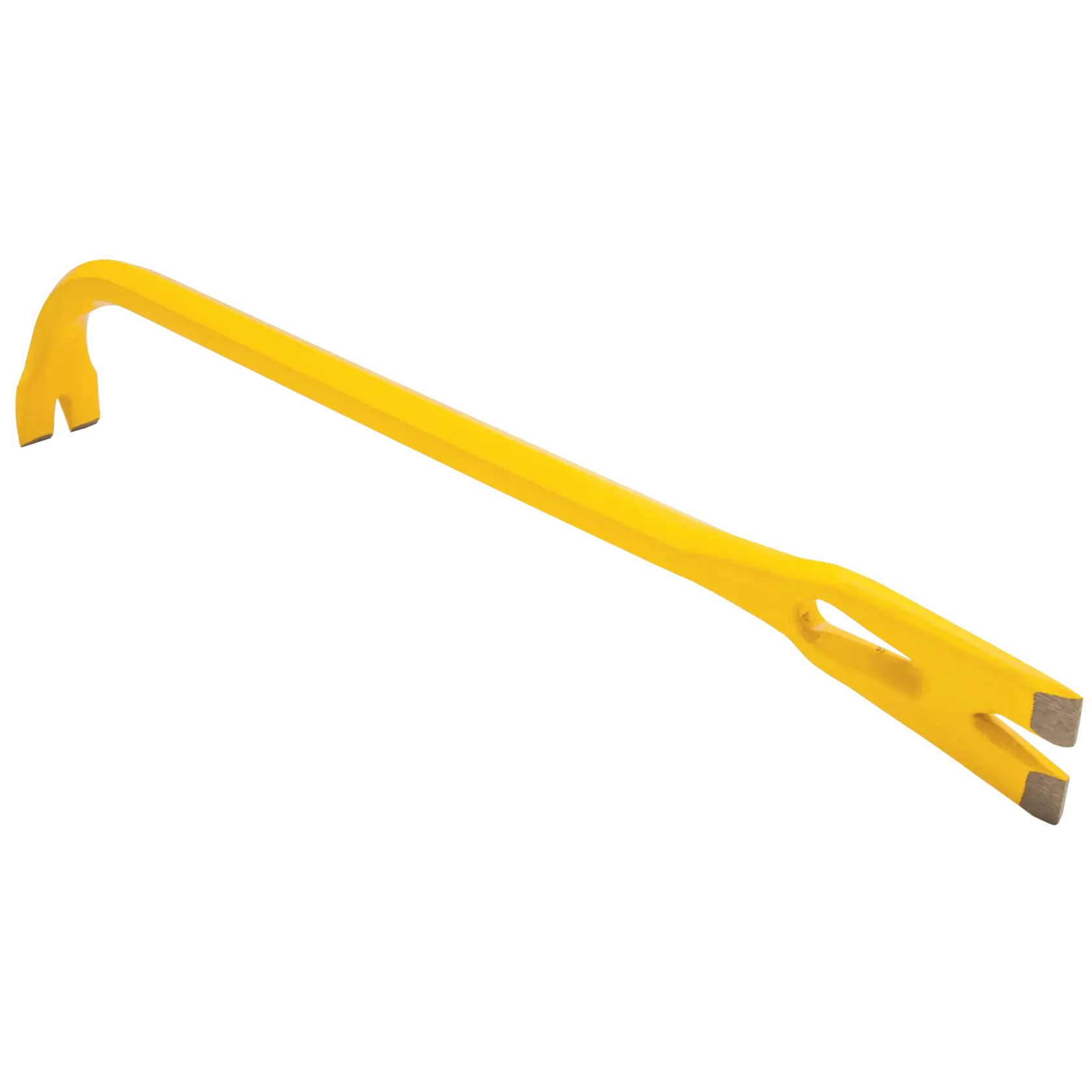 STANLEY 55-818 yellow pry bar tool, side angle on white background.