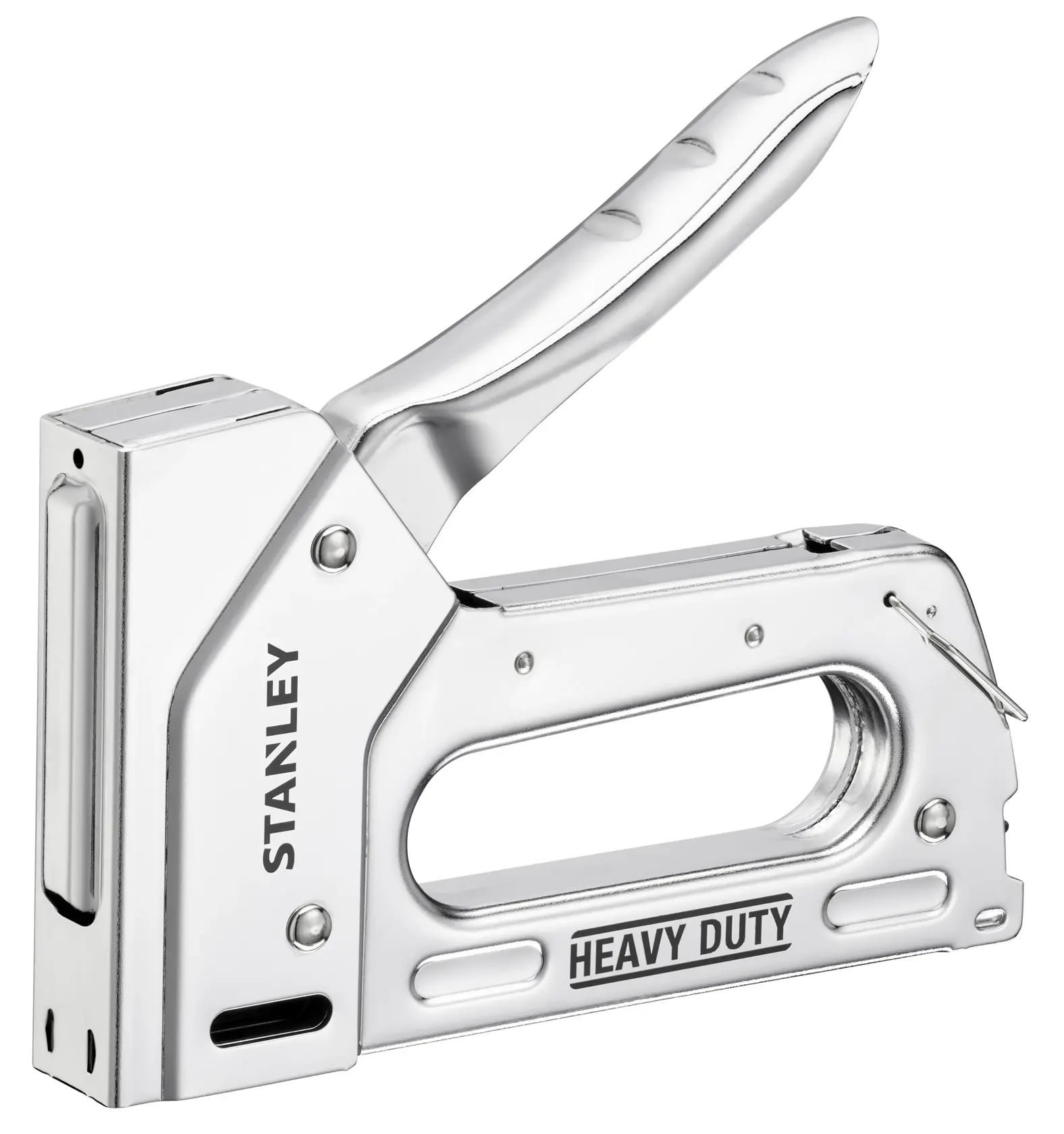 Stanley heavy duty metal staple gun side view on white background